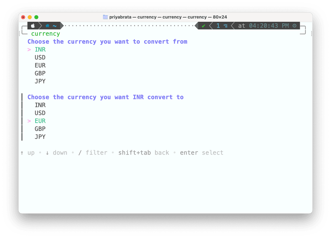 Currency Converter TUI